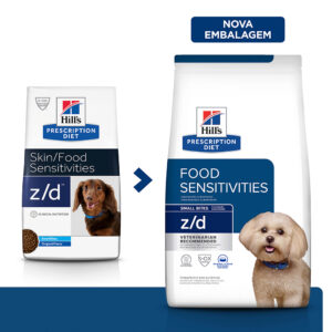 Ração Prescription Diet Z/D Alergias Alimentares e da Pele Hills para Cães Adultos Pedaços Pequenos 3,17kg
